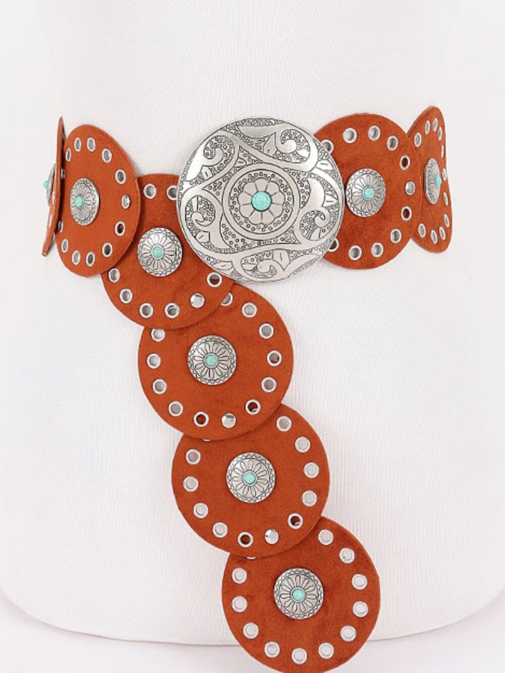 BNWT Rivets Faux Suede Statement Western Disk Boho Belt